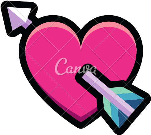 Pin Heart With Arrow Clip Art - Cartoon (800x800)