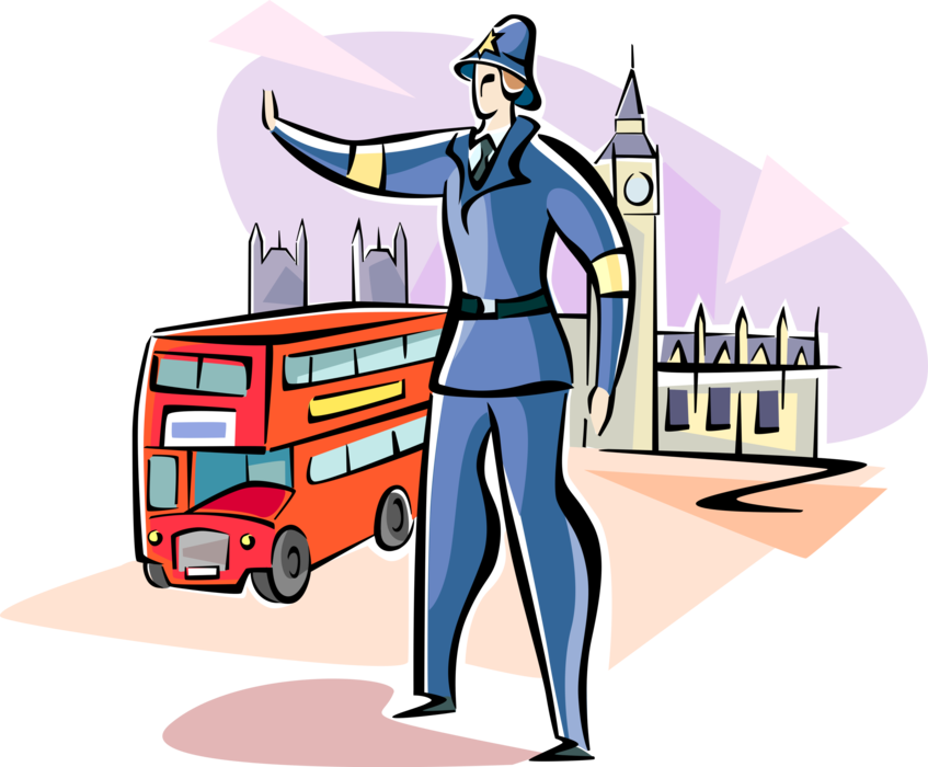 Vector Illustration Of British Traffic Cop Police Officer - Cartoon (847x700)