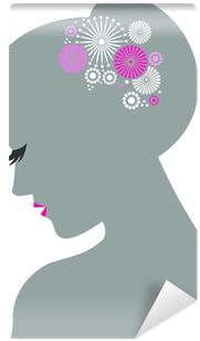 Beauty Icon With Floral Elements Side View Wall Mural - Illustration (400x400)