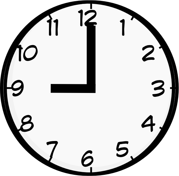 9 O Clock - Clock Face Clip Art (600x589)