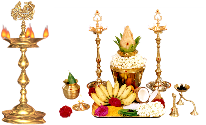 Lamp Clipart Pooja - Puja Samagri Image Png (703x508)
