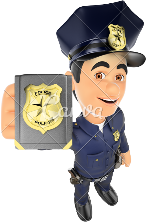 3d Policeman Showing Police Badge - Showing Police Badge (615x800)
