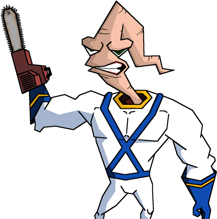 Earthworm Jim Meets Ash From Evil Dead - Cartoon (1024x768)