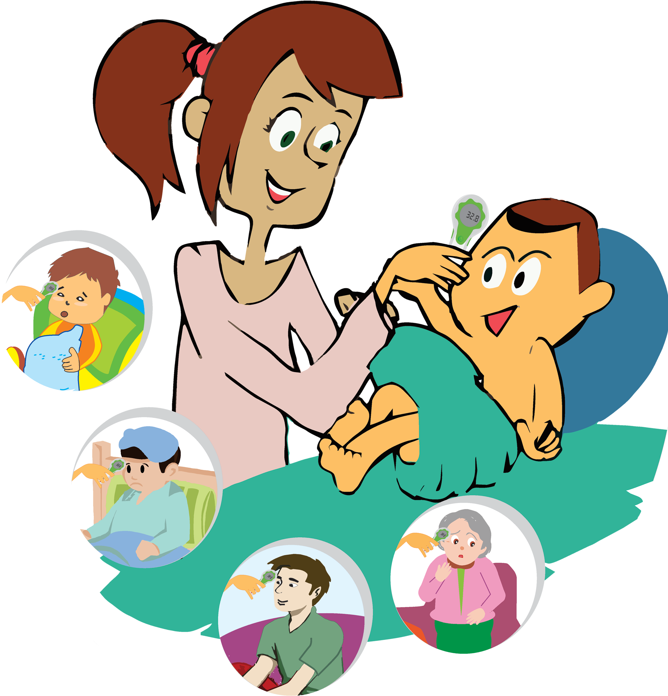 Cartoon Mother And Baby (2291x2569)