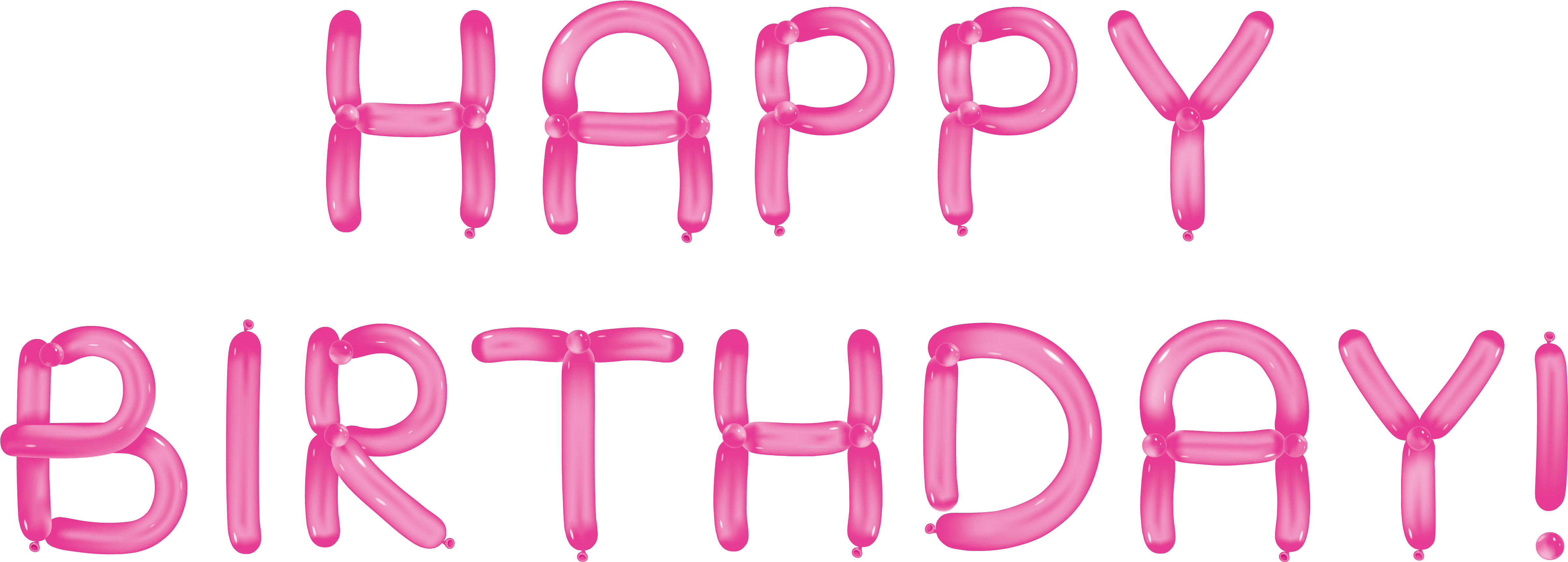 Happy Birthday With Pink Balloons Transparent Clipart - Transparent Happy Birthday (5009x2027)