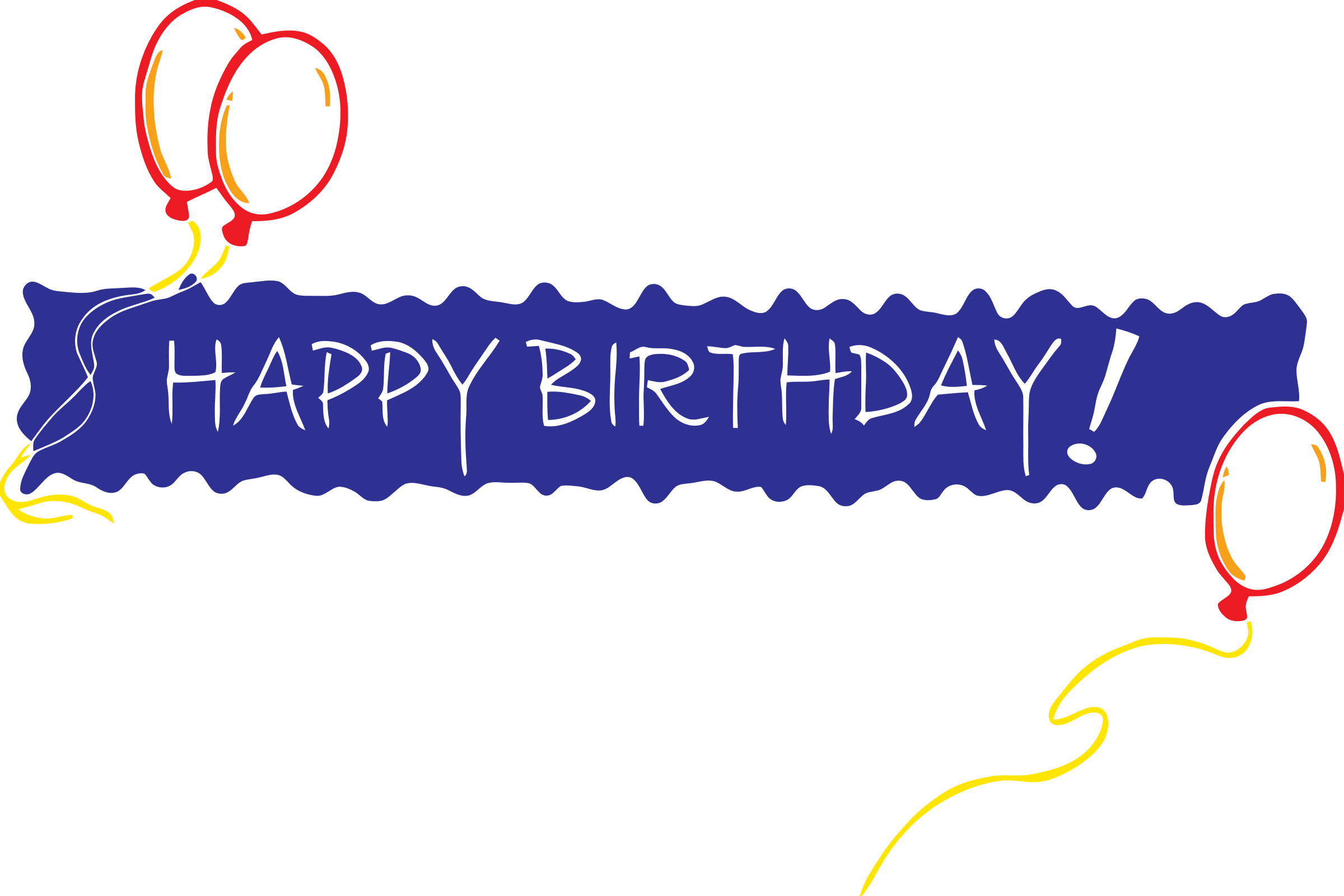 Clipart Birthday Banner - Happy Birthday In One Line (2400x1600)