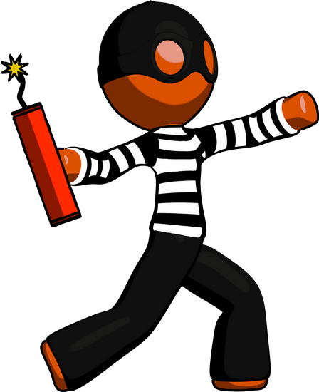 Orange Thief Man Throwing Dynamite - Orange (448x550)