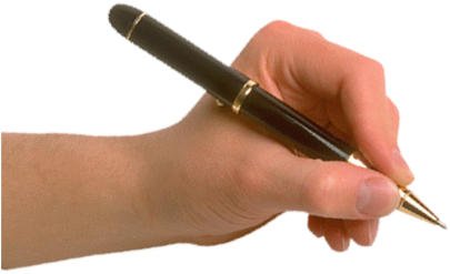 Pin Hand Holding Pencil Clipart - Hand With Pen Transparent Background (454x285)