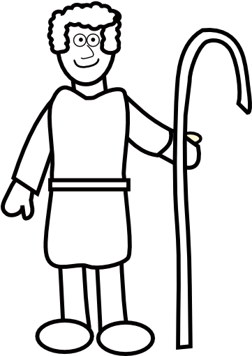 Shepherd Clipart Black And White (360x598)