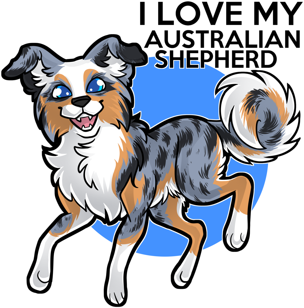 I Love My Australian Shepherd By Draikinator - Drawing (1024x1027)