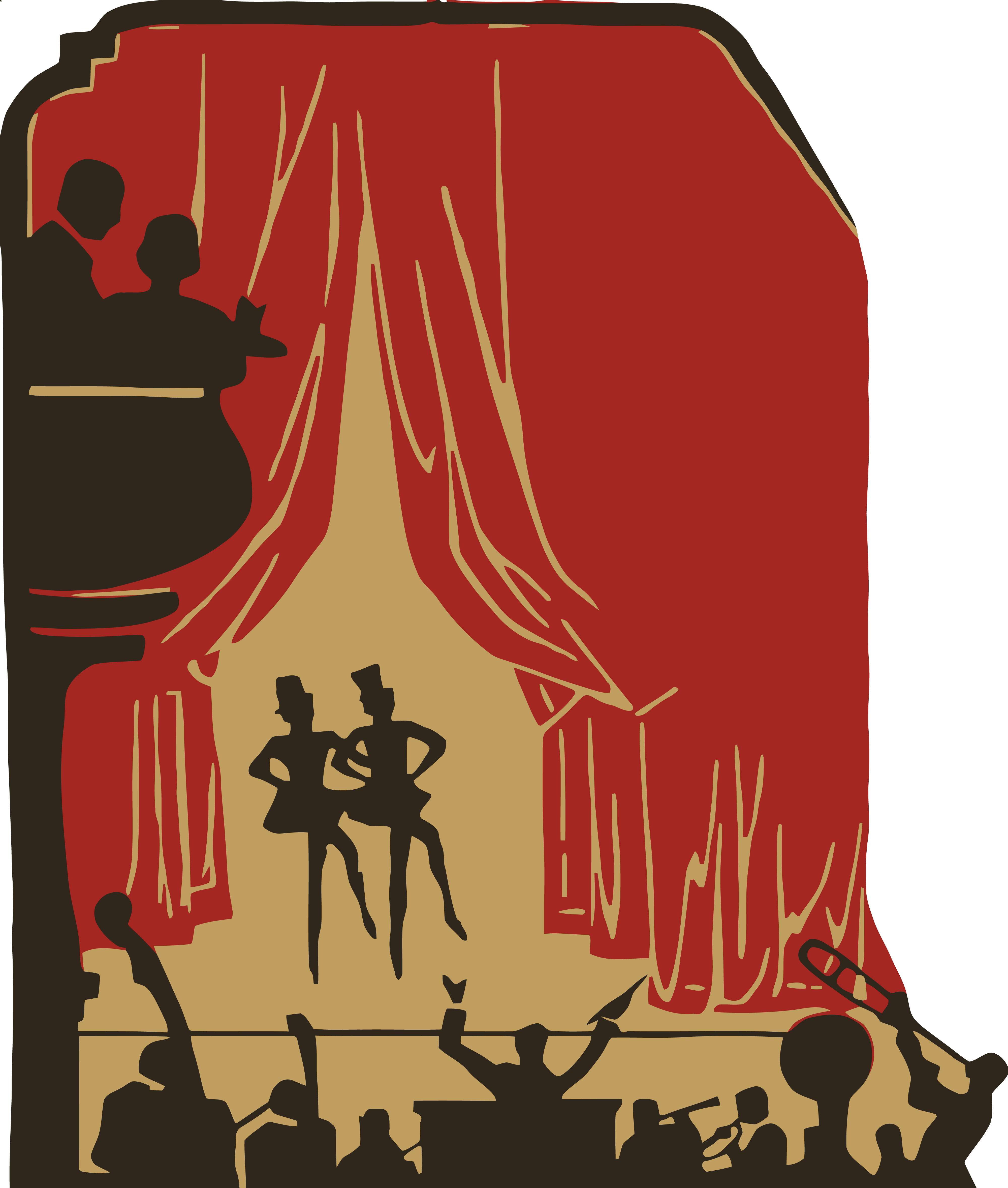 Free Clipart Of A Crowd Of Silhouetted People And A - Poster Wpa Vaudeville Frolic, Retro-werbung Big Box (4000x4712)
