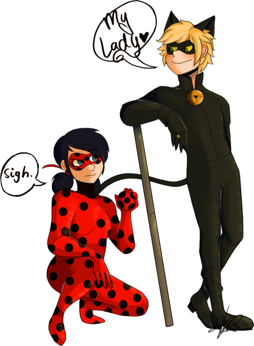 An Average Day For Ladybug And Chat Noir - Cartoon (500x680)