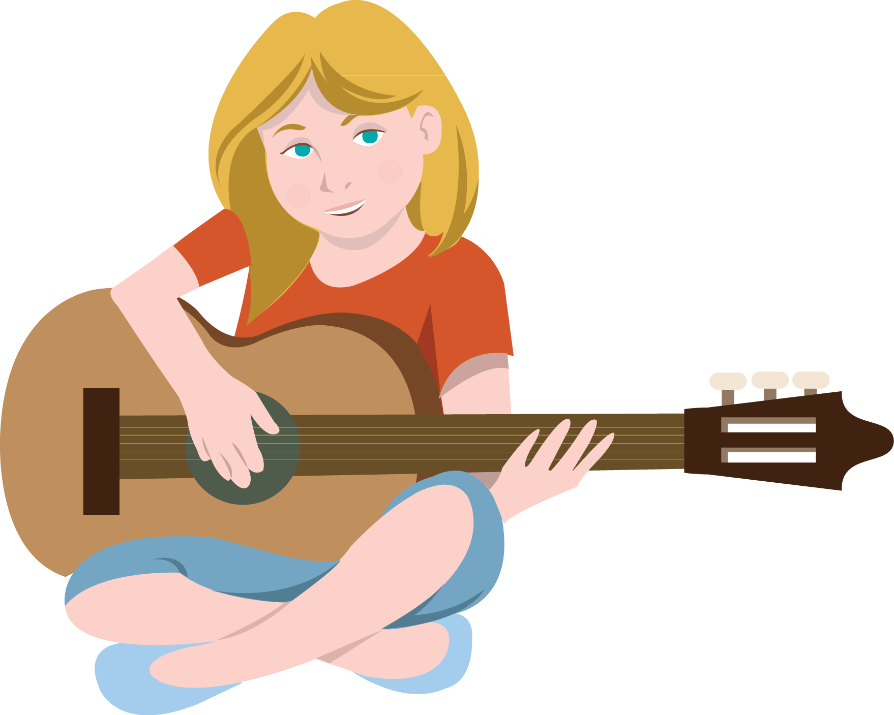 Girl Playing Guitar Clipart (1758x1407)