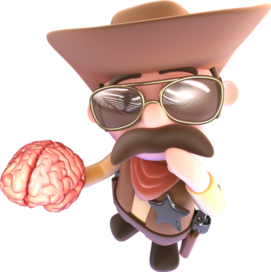 D Funny Cartoon Cowboy Sheriff Character Holding A - Drawing (548x550)