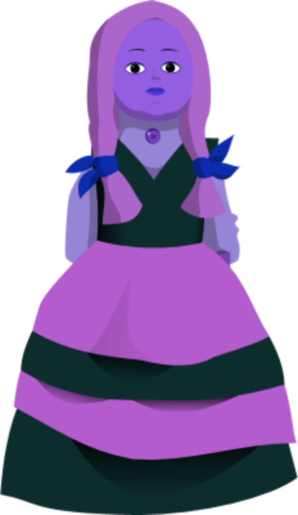 Girl Doll Wearing Dress - Purple Doll Clipart (600x1034)