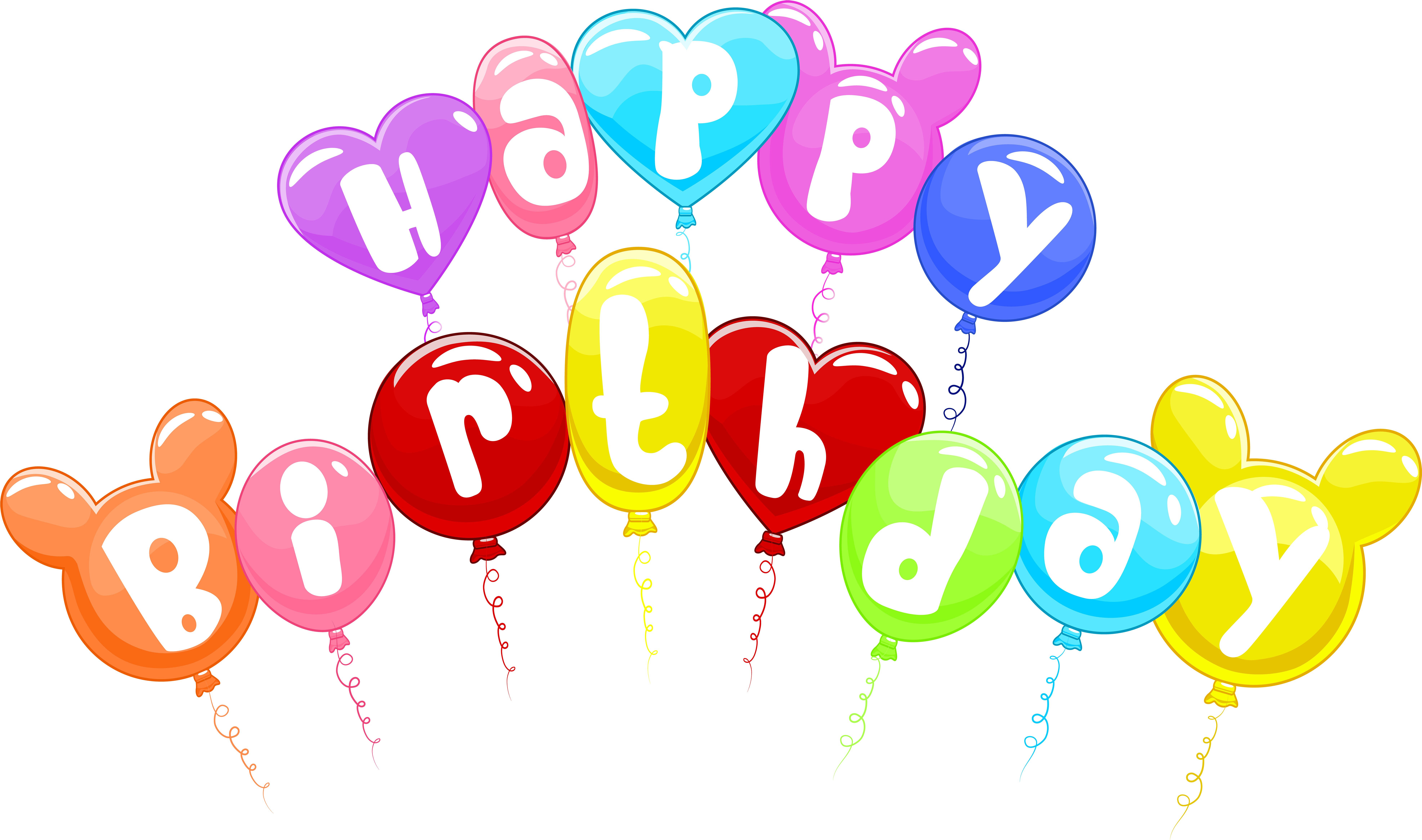 Happy Birthday Cute Balloons Png Clip Art - Cute Happy Birthday Png (8000x4726)