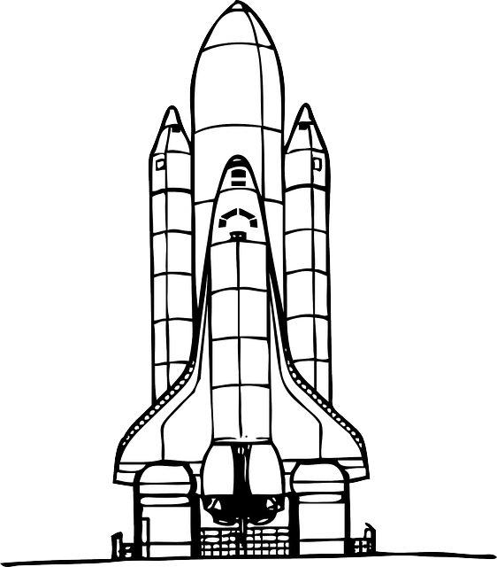 Cartoon Black, Science, Outline, Drawing, White, Cartoon - Space Shuttle Black And White (562x640)