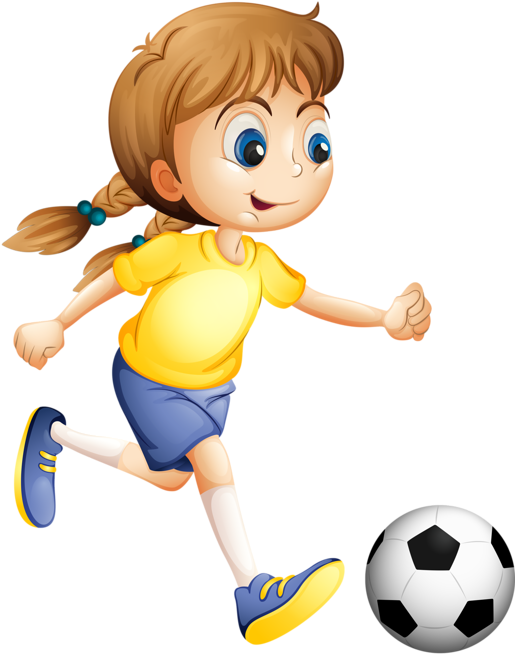 Sport Clipart Play Sport - Dibujo Mujer Jugando Futbol (570x800)