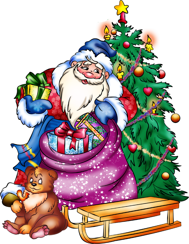 Tubes Noel / Pere Noel - Дед Мороз Со Зверюшками (644x831)