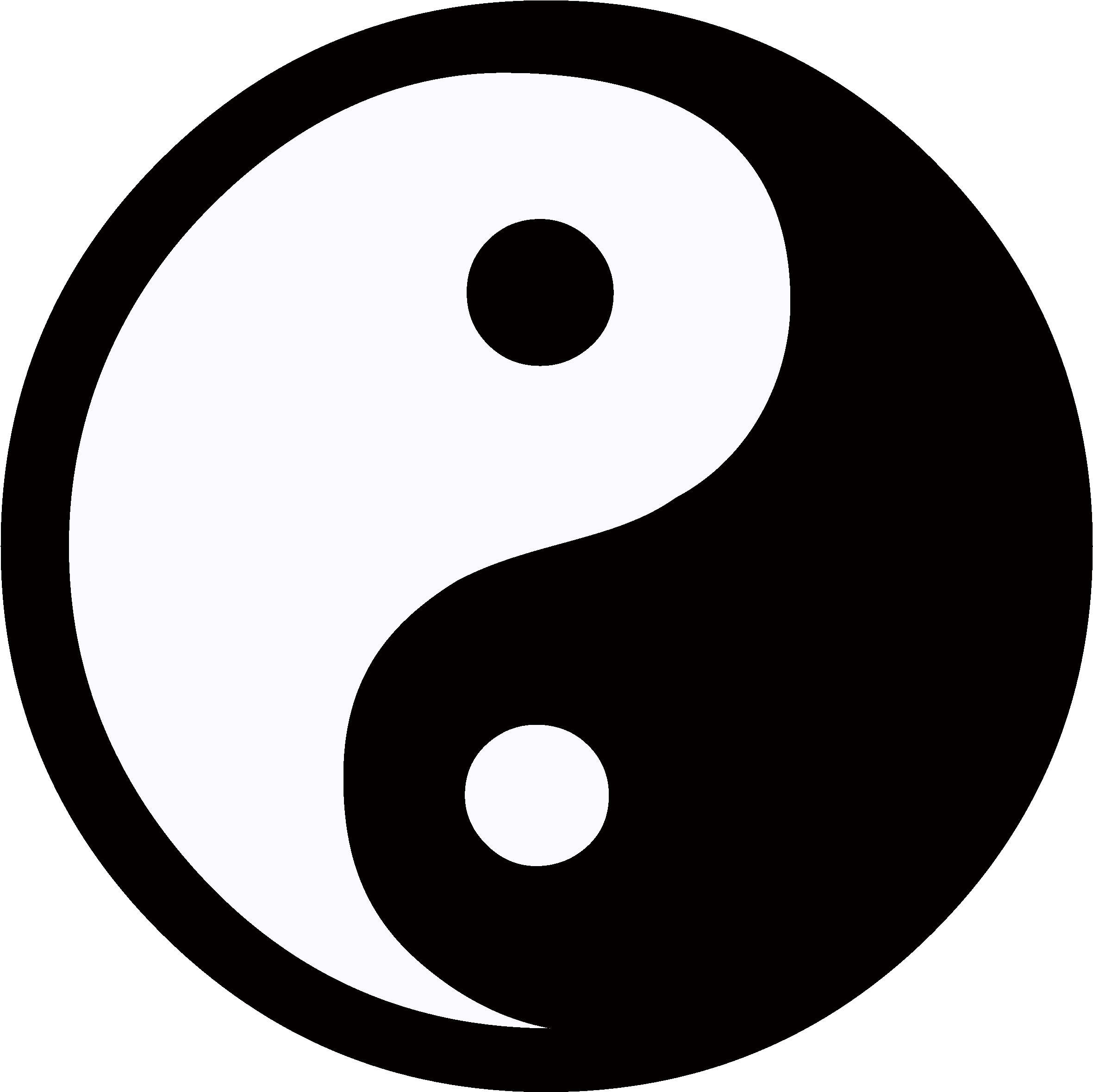 Yin & Yang Symbol Flattened With A Thick Border - Yin And Yang (2400x2400)