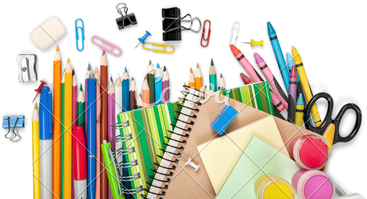 Colorful School Supplies On White Background - Thank You Notes For Teachers (800x448)