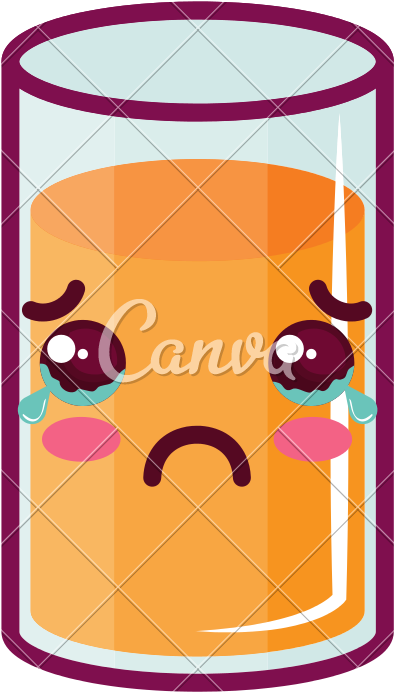 Kawaii Orange Juice Glass - Cartoon (800x800)