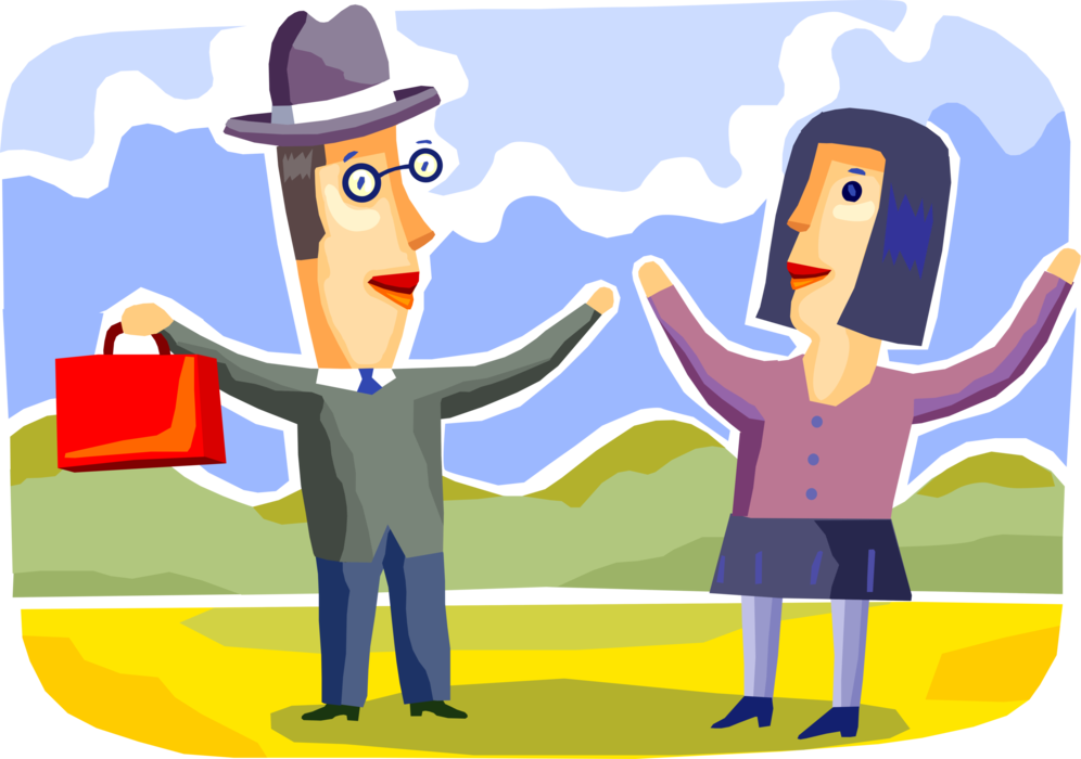 Vector Illustration Of Business Colleagues Take Seventh-inning - Cartoon (996x700)