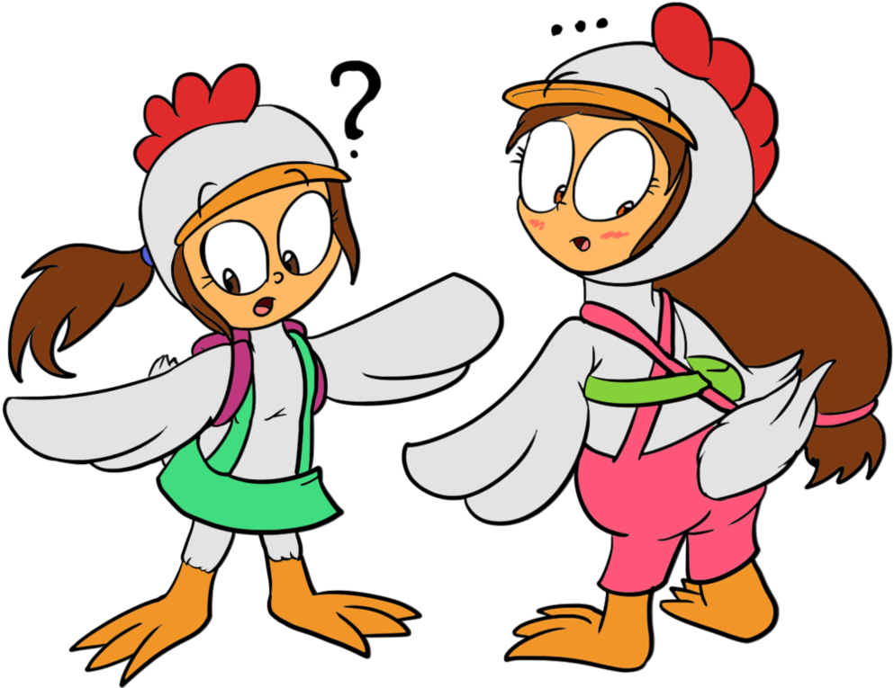 Cindette And Bella In Chicken - Cartoon (1015x787)