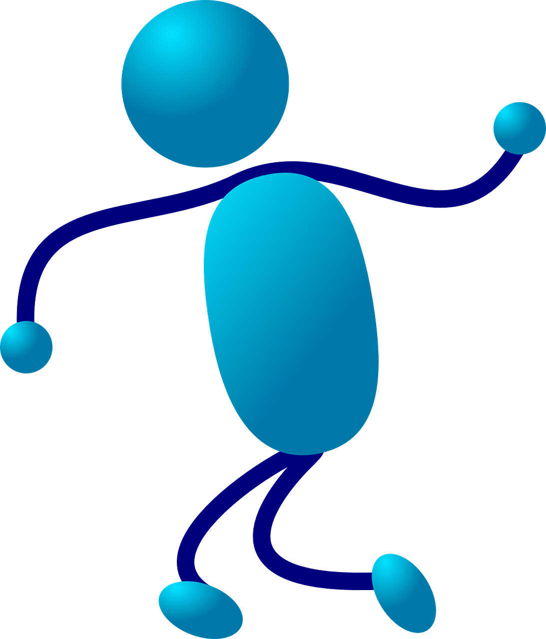 Stick Man Blue Man Step Run Transparent Image - Clip Art (1093x1280)