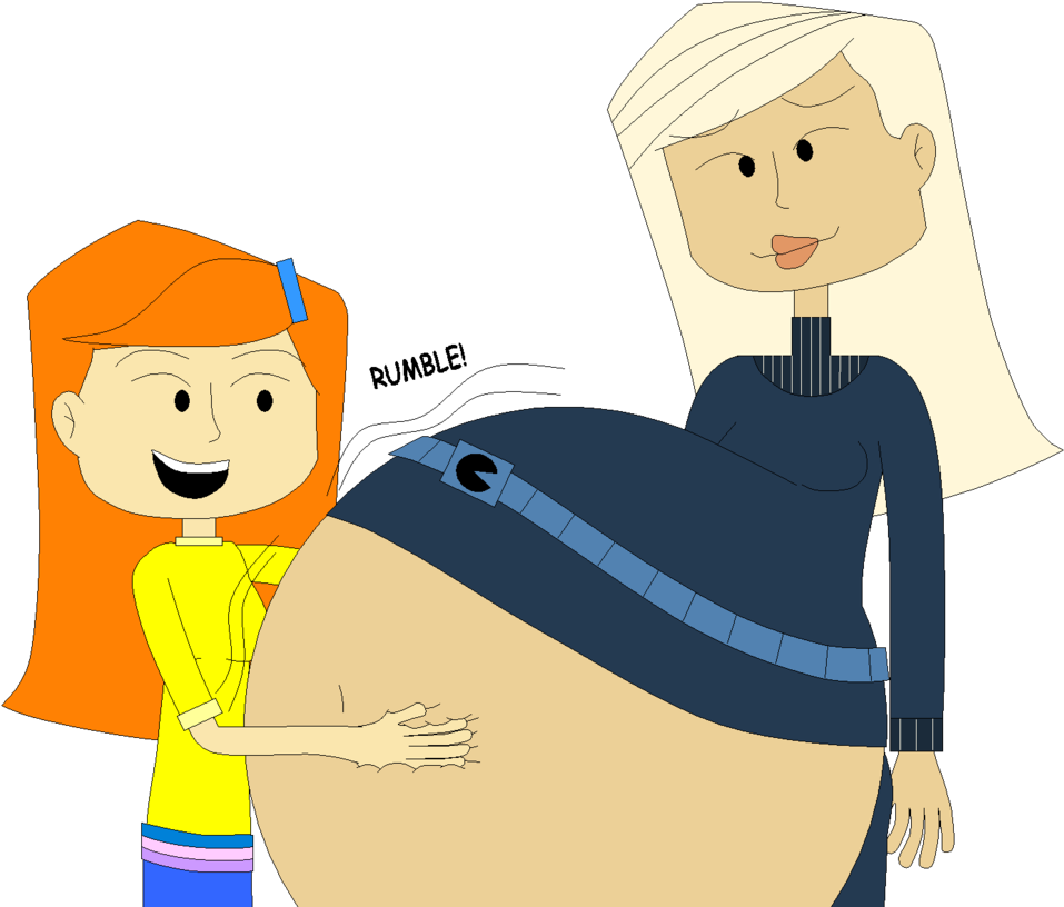 Daughter Rubs Mother's Belly By Angry-signs - Cartoon (958x833)