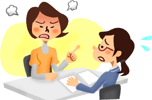 Angry Woman In Consultation - Cartoon (533x350)