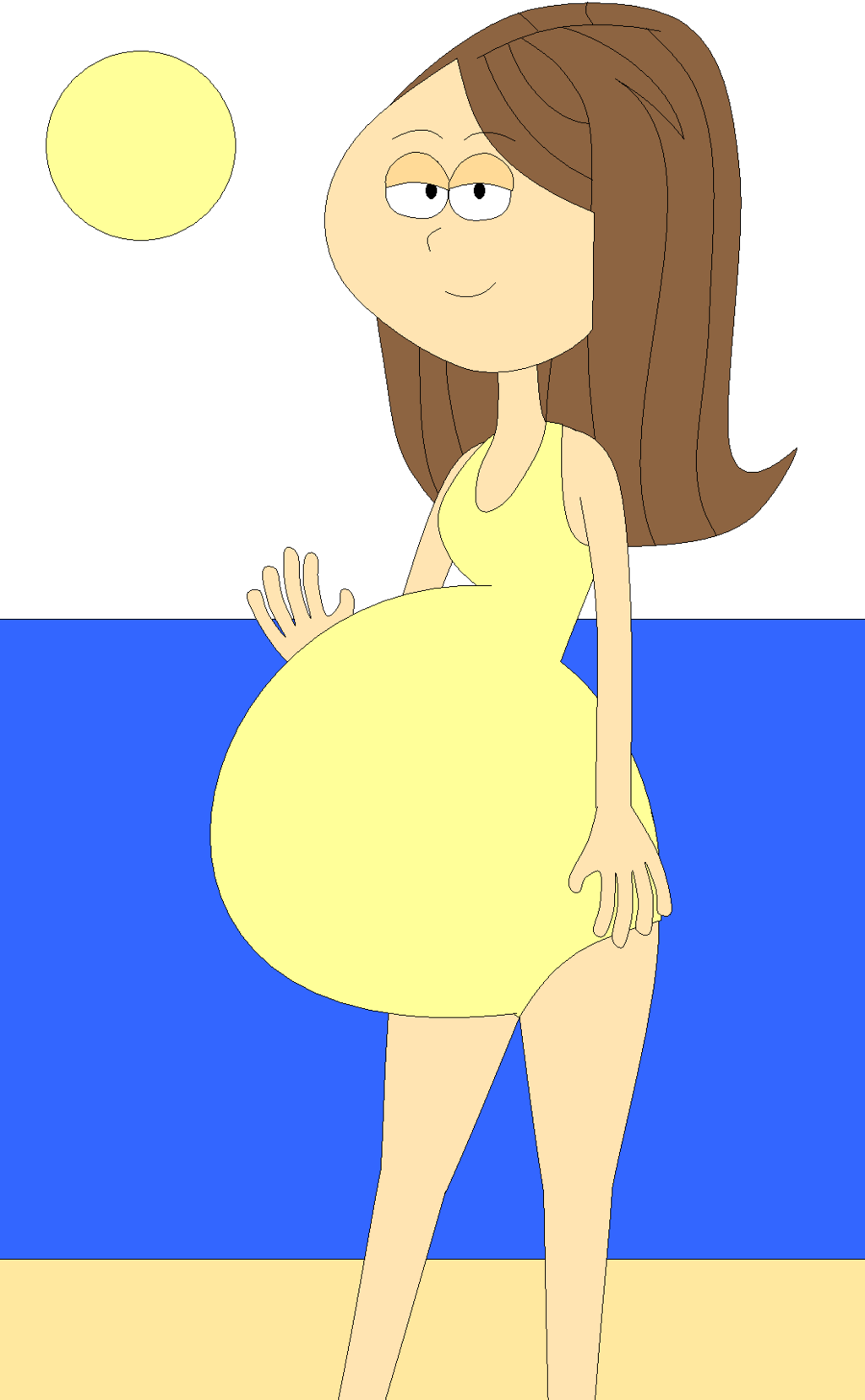 Swimsuit Pregnant Lady By Angry-signs - Cartoon (1024x1658)