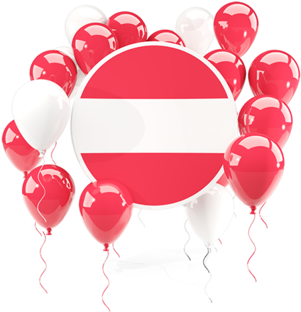Illustration Of Flag Of Austria - Round Flag With Balloons (640x480)