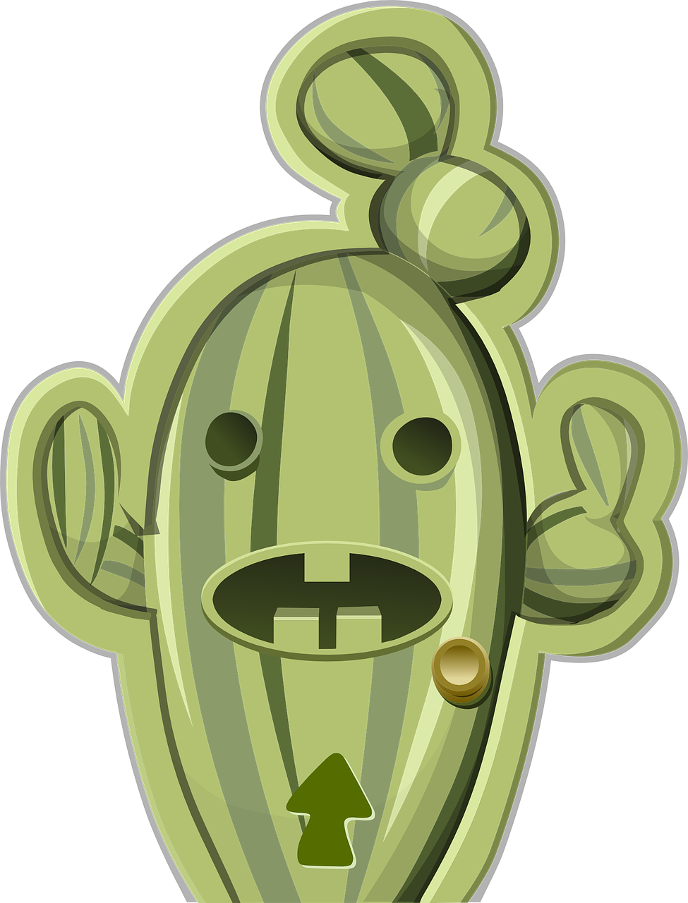 Plant Cactus Green Face Cartoon Png Image - พืช การ์ตูน Png (975x1280)