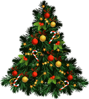Decorated - Christmas Tree Transparent Background (359x400)