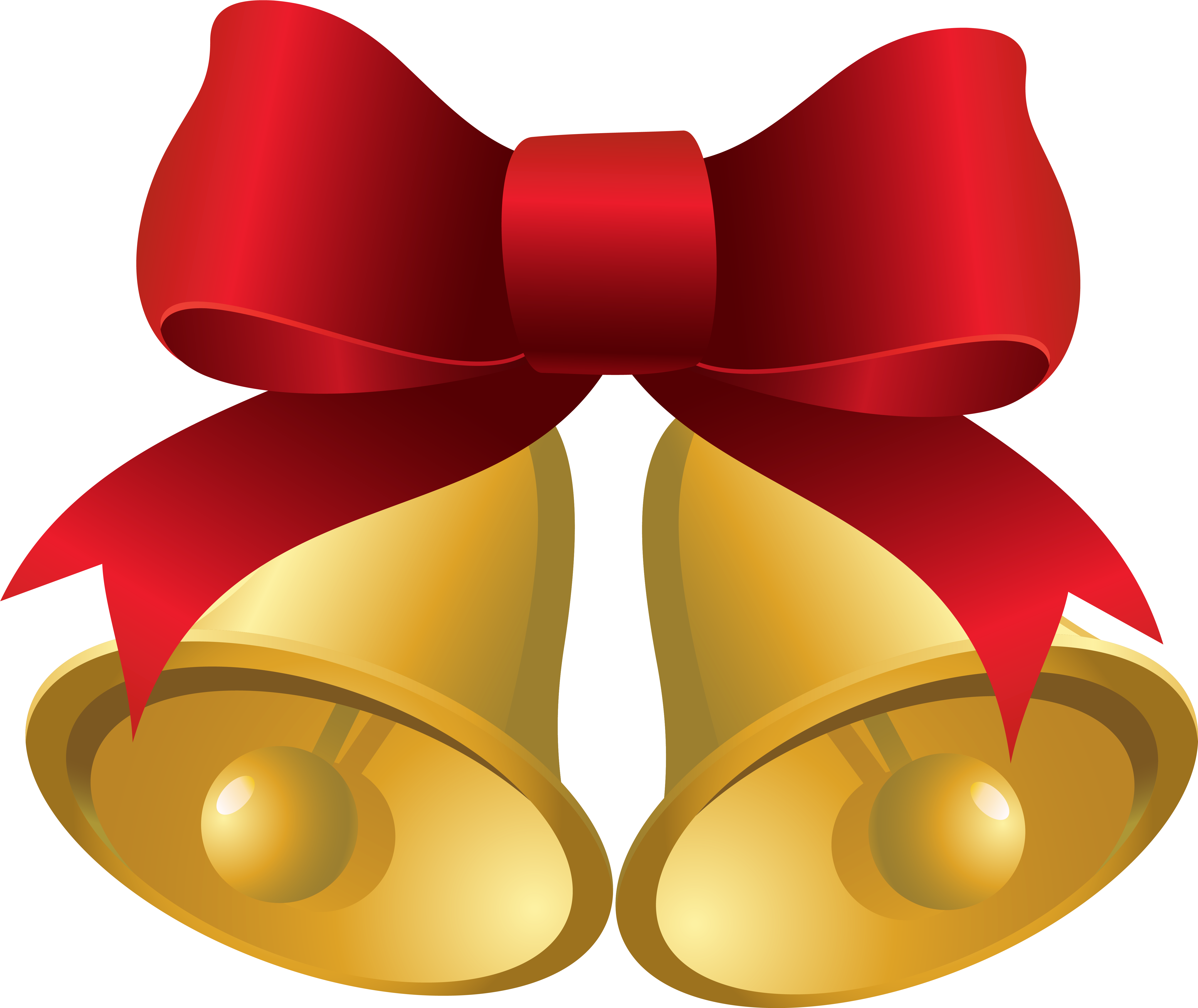 Christmas Gold Bells With Red Bow Png Clipart Image - Christmas Gold Bells With Red Bow Png Clipart Image (5576x4695)