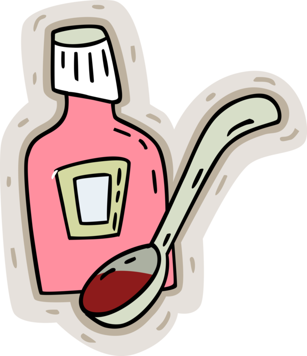 Vector Illustration Of Cough And Cold Medicine Cough - Bottle Of Medicine Cartoon (602x700)