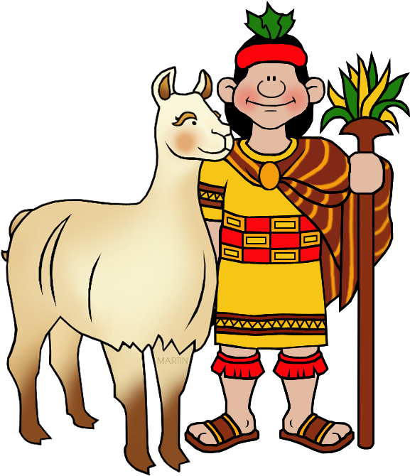 Man And Llama - Incas Clipart (595x699)