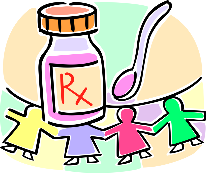 Vector Illustration Of Children's Prescription Cough - Vector Illustration Of Children's Prescription Cough (831x700)
