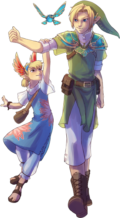 Link, Aryll, And Navi My First Attempt At A Solarpunk - Legend Of Zelda Link's Sister (500x750)