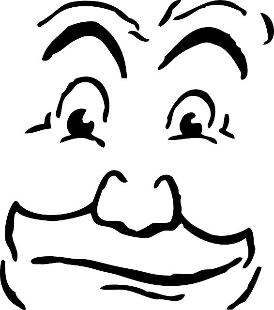 Starring Face, Human, Attention, Curious, Emotion, - Funny Faces Outlines (566x640)