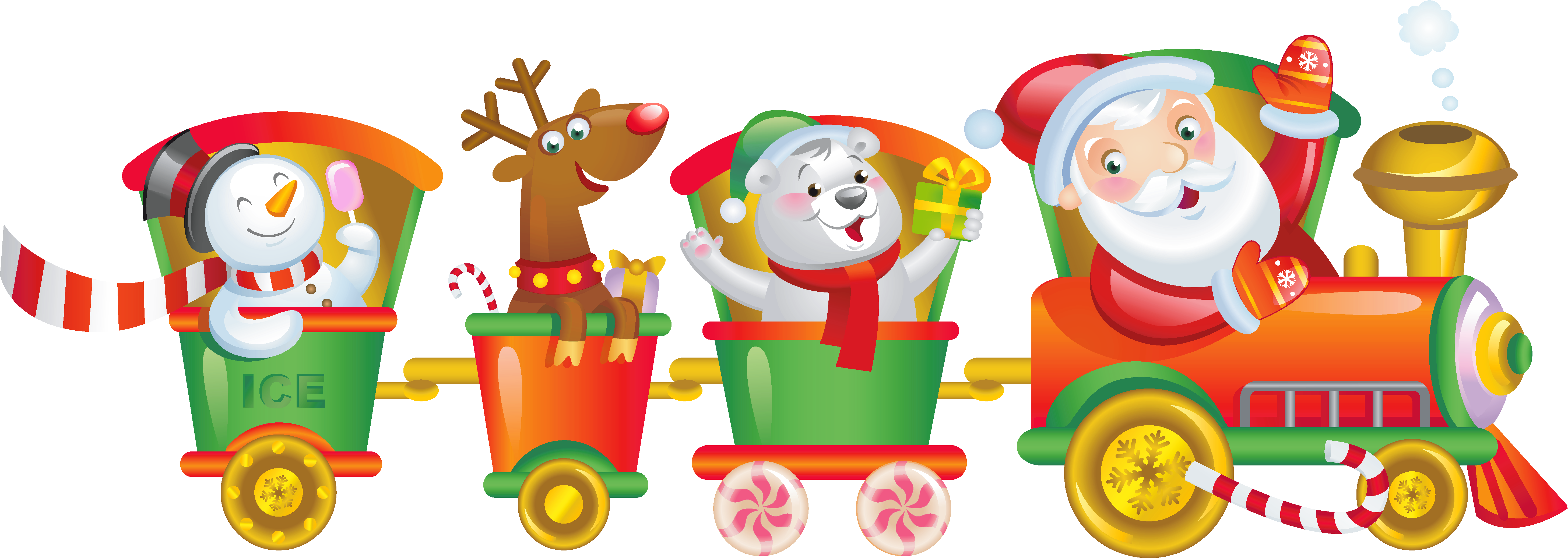 Xmas Clip Art - Santa Train Clipart (6034x2277)