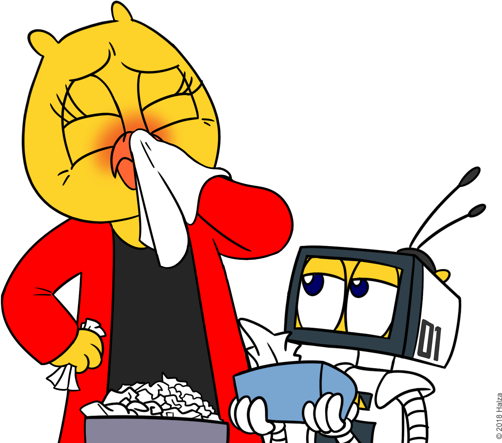 Common Symptoms Of The Flu Are, Having A High Fever, - Cartoon (1800x1726)