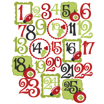 Christmas Clip Art Numbers - Count Down To Christmas Round Ornament (432x432)