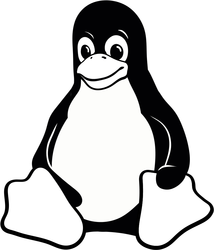 Black And White Vector Line-art - Linux Black And White (933x1100)