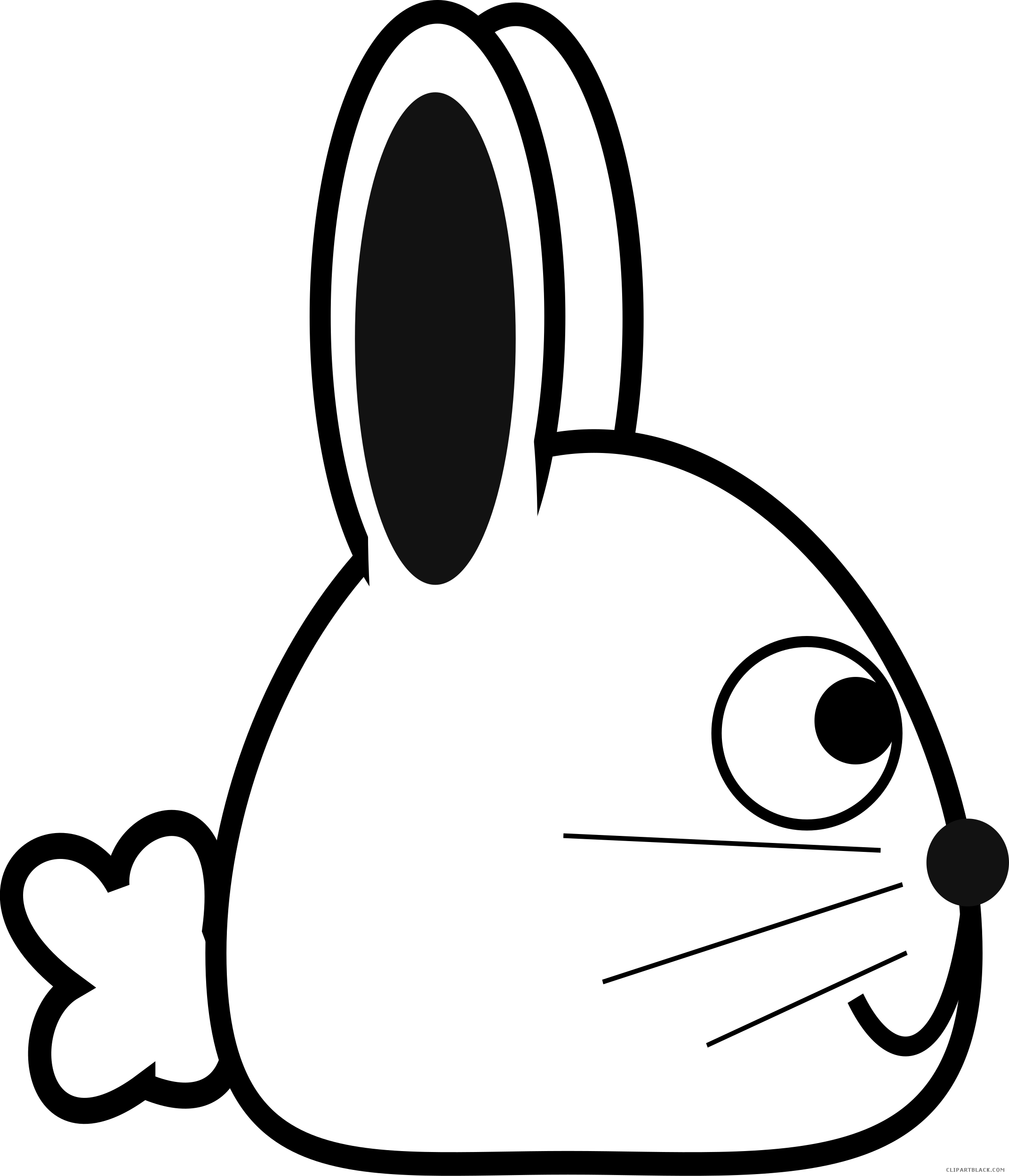 Spring Bunny Animal Free Black White Clipart Images - Rabbit (2144x2500)