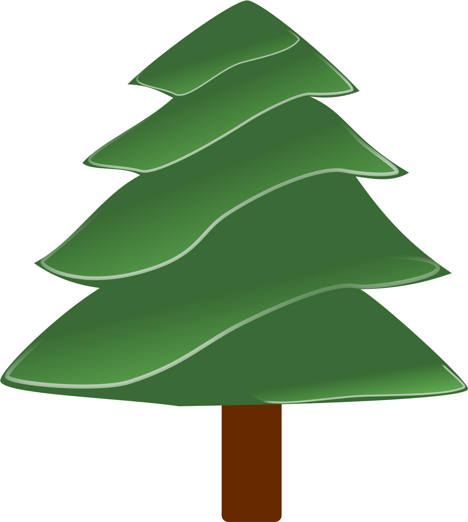 Simple Evergreen With Highlights Christmas Coloring - Pine Tree Clip Art (1979x2799)