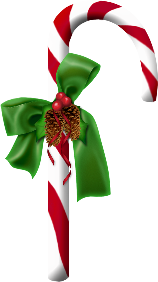 Candy Cane Clip Art With Pine Cones - Candy Cane (550x984)