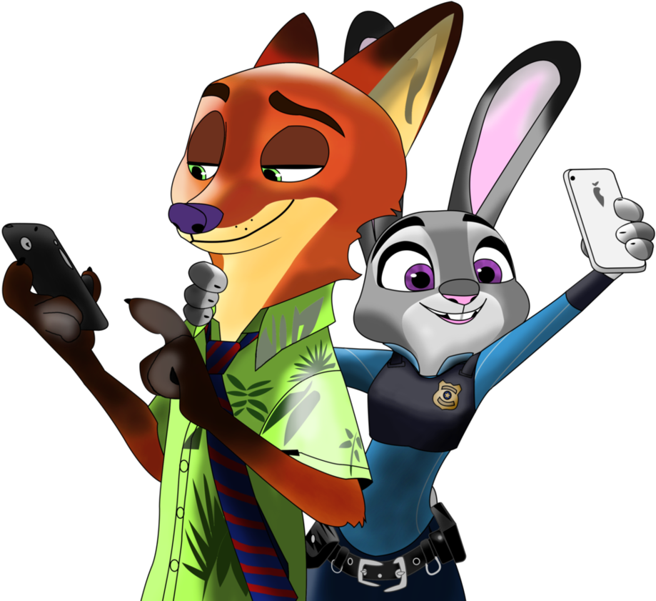 Nick And Judy Zootopia By Ejlightning007arts - Zootopia Nick And Judy Selfies (943x847)