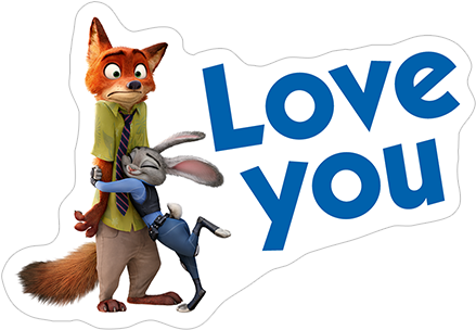 Sticker 17 From Collection «zootopia» - Nick And Judy Hug (490x317)
